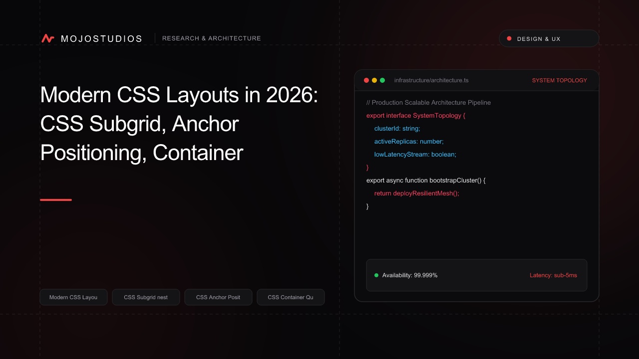 Modern CSS Layouts in 2026: CSS Subgrid, Anchor Positioning, Container Queries & Popover API